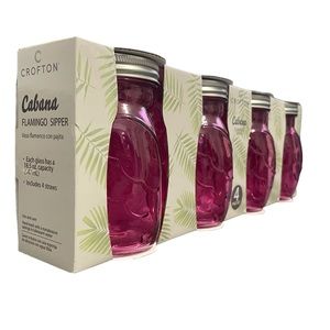 Pink Flamingo Sippers/Cups with Straws 4 Pack-Crofton